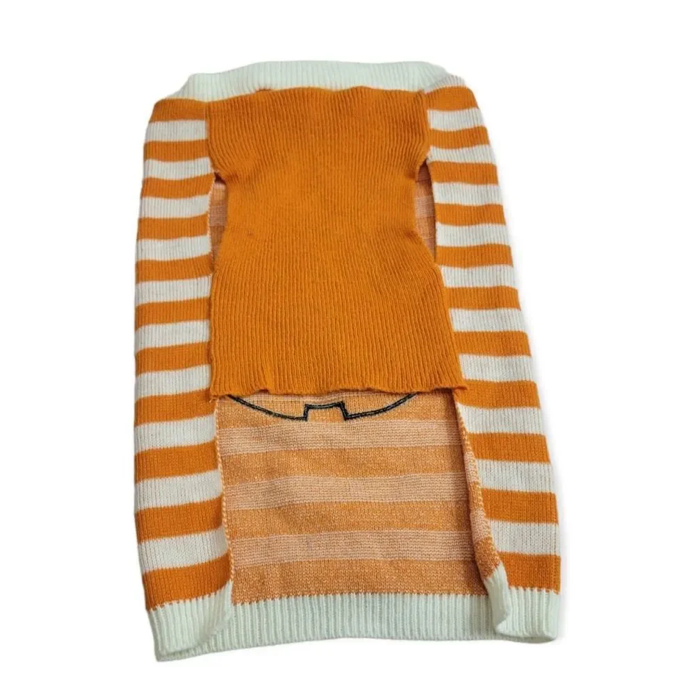Martha Stewart pumpkin jack-o-lantern stripped sweater shirt L